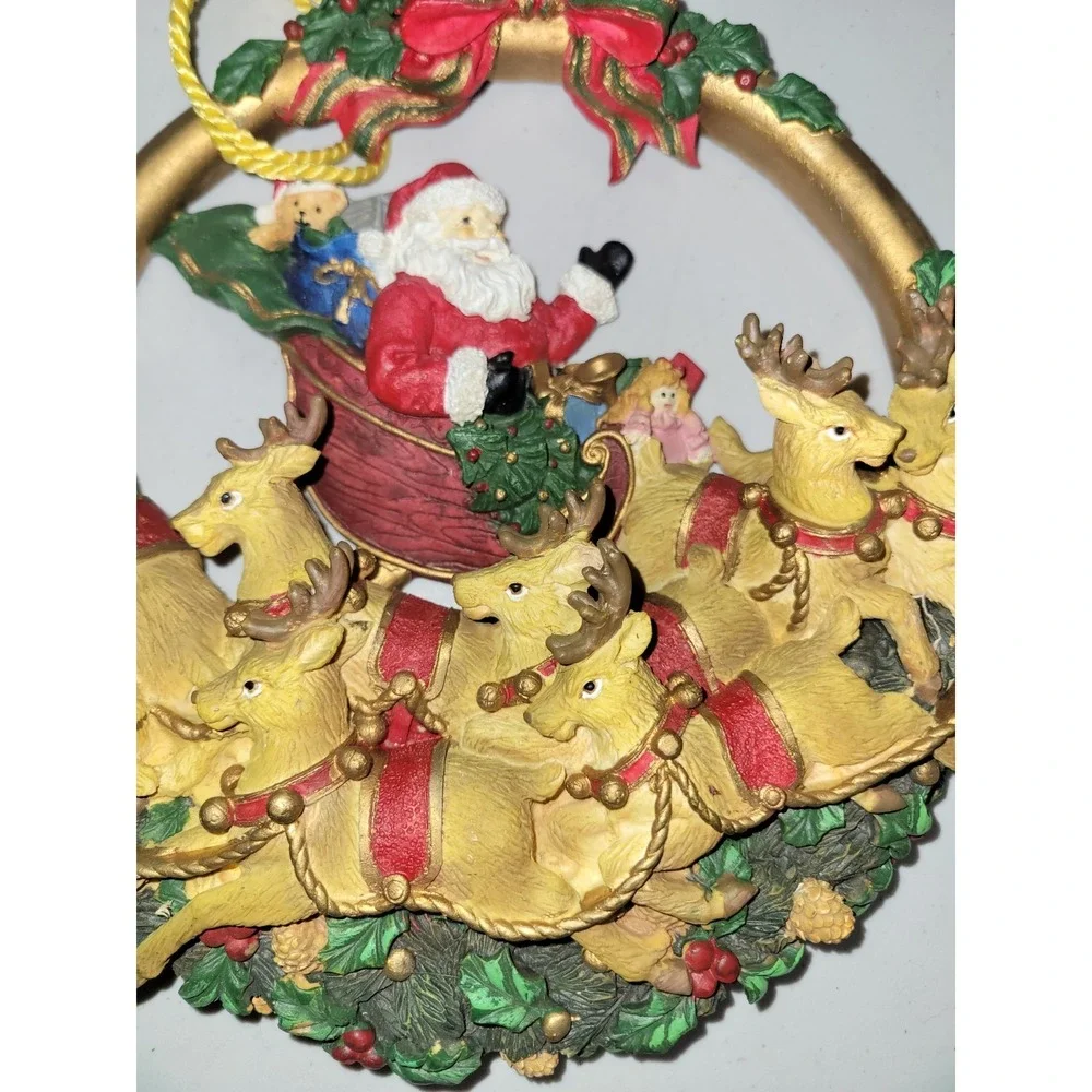 Vintage Christmas Trumpet‎ With Santa Reindeer Hanging Holiday Decor